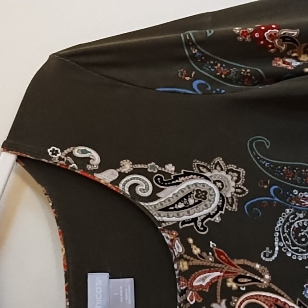 CHICO'S UNIQUE & ATTRACTIVE TOP, SOFT & STRETCHY, RAYON & SPANDEX. SZ 1 (MEDIUM) - Picture 4 of 9
